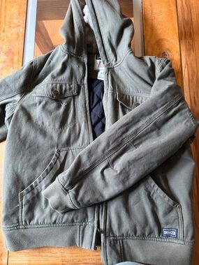 Duluth Trading Co Olive Hooded Work Coat